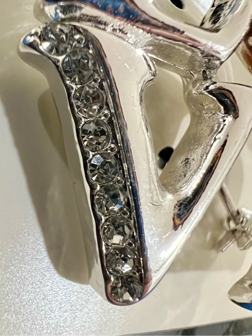 NWT Napier Silver Tone Rhinestone Football LOVE Pin Brooch